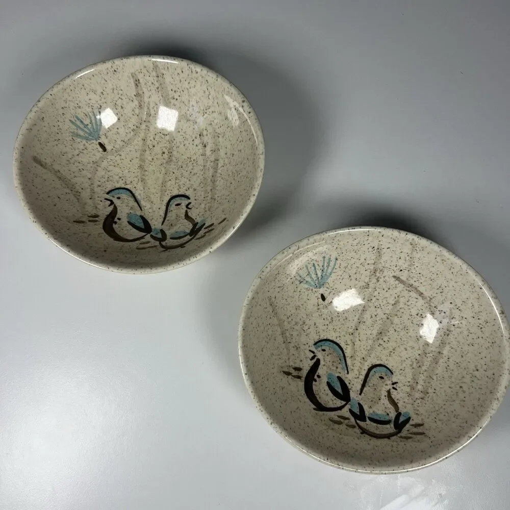 MCM Redwing Bobwhite Pattern Soup Salad Bowls Oval 6.5